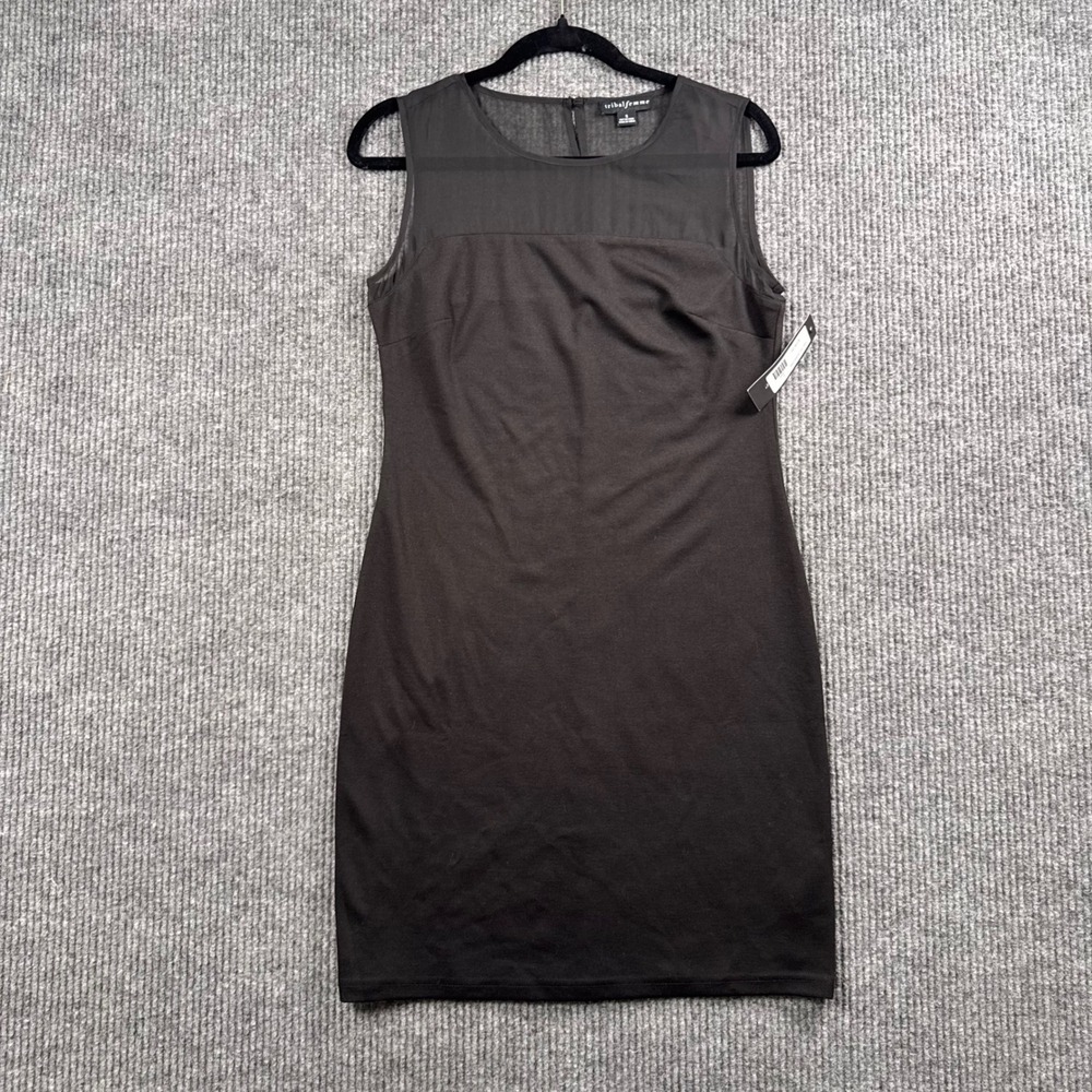 NWT Goth Minimalist Sheer Mesh Cocktail Dress S Black Bodycon Tribal Femme